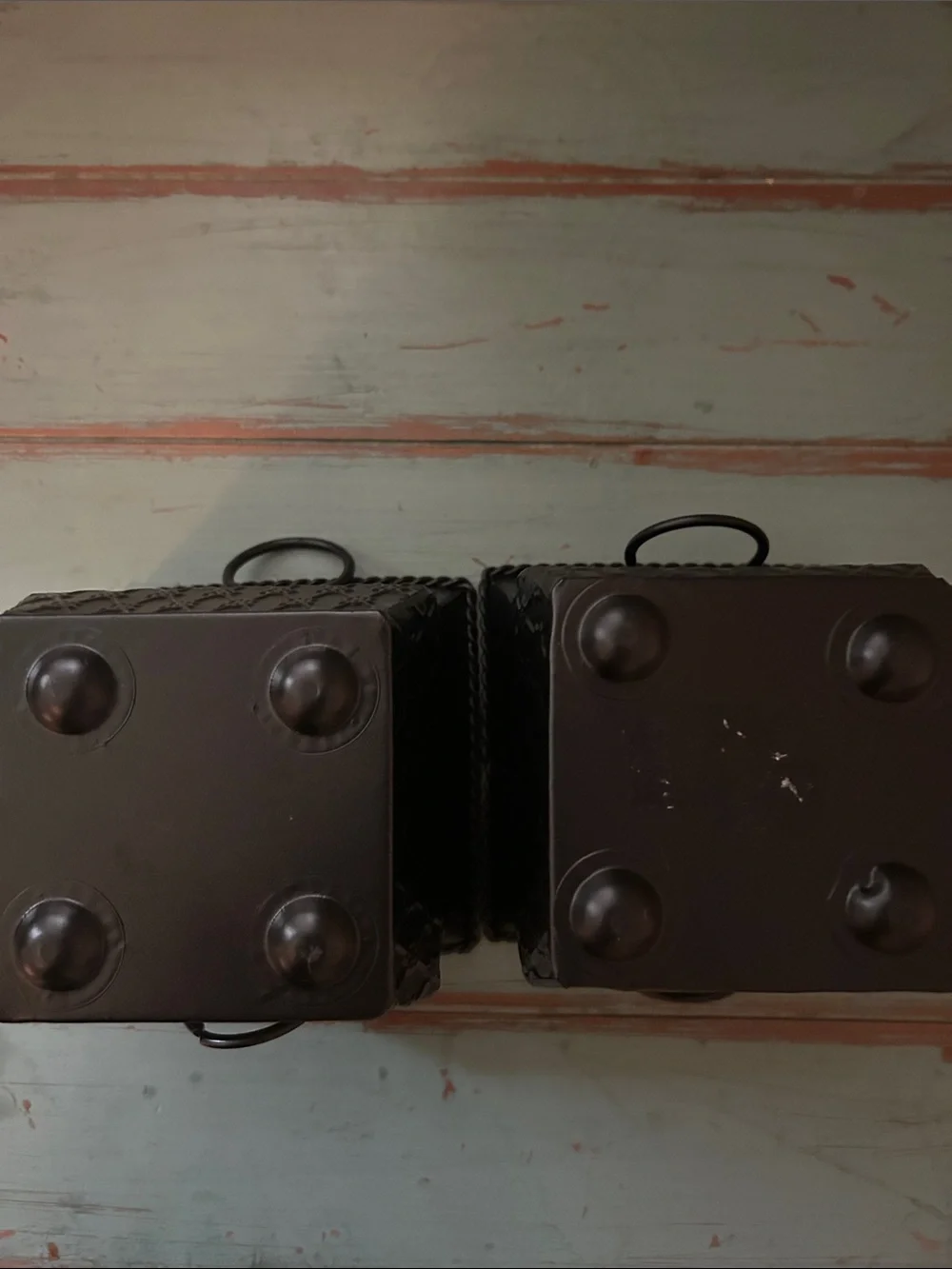 2 Black Decorative Square Metal Bin Set
